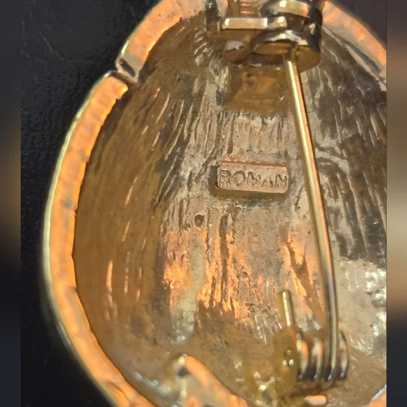 Roman Vintage Ladybug Brooch Bug Gold Rhinestones & Enamel EUC - Picture 4 of 6